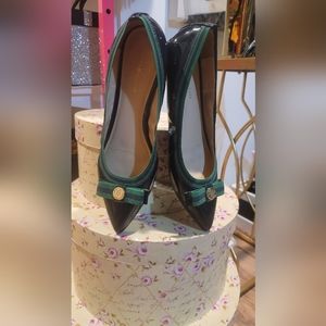 Tommy Hilfiger Blue Patent Green Trim shoes.